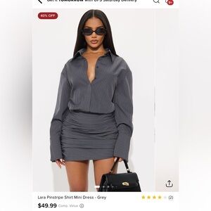 Fashion Nova Charcoal Pinstripe Mini Dress
